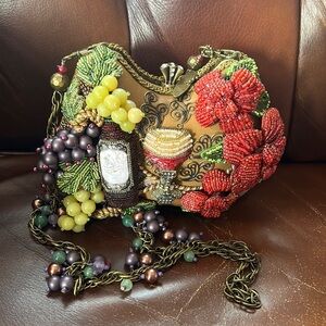 Mary Frances Beaded Wine Shoulder Bag, in gorgeous condition